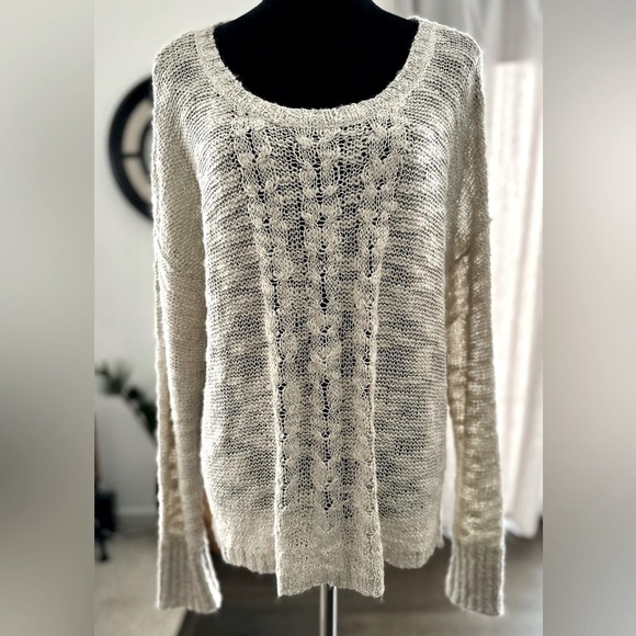 Kensie Sweaters - Kensie Size XL Cream Scoop Neck Seater